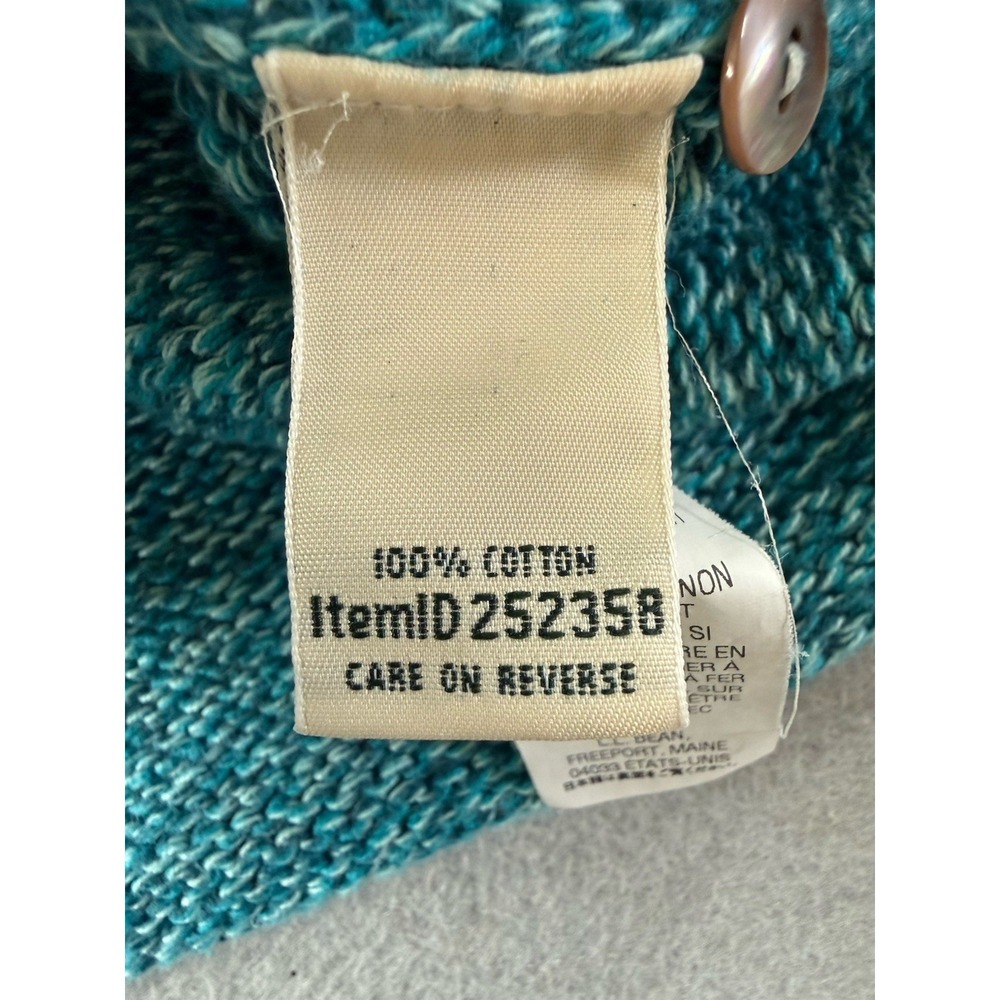 L.L.Bean Button Front Cardigan 100% cotton knit Teal Marled  Womens 3XL - Picture 8 of 10
